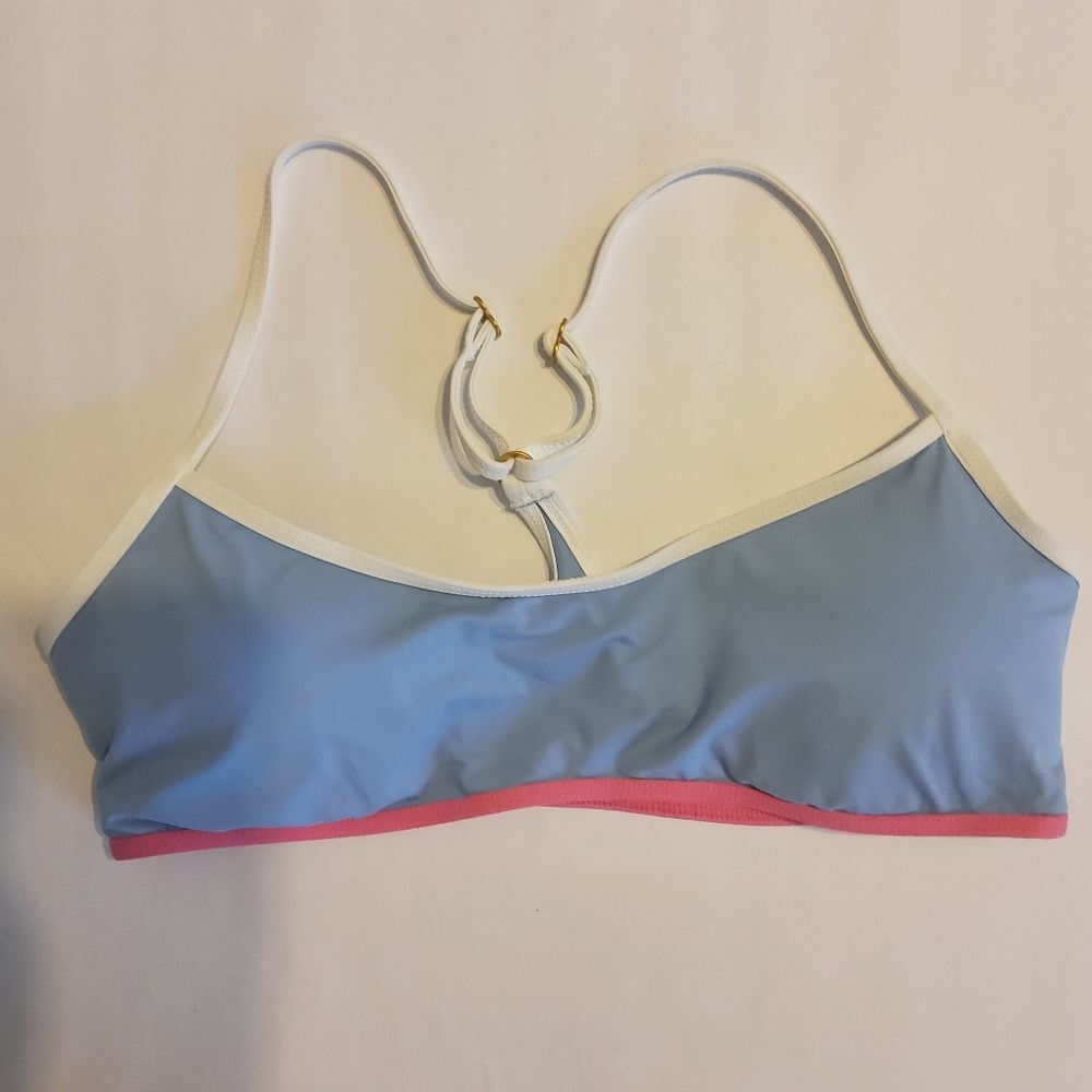 New L*space Pamela Racerback Bikini Swimsuit Top Size L Blue
